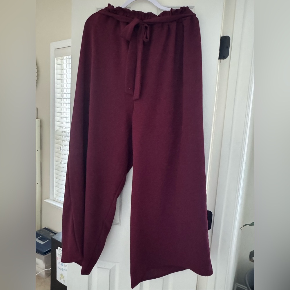 HEIMISH USA Burgundy Wide Leg Pants